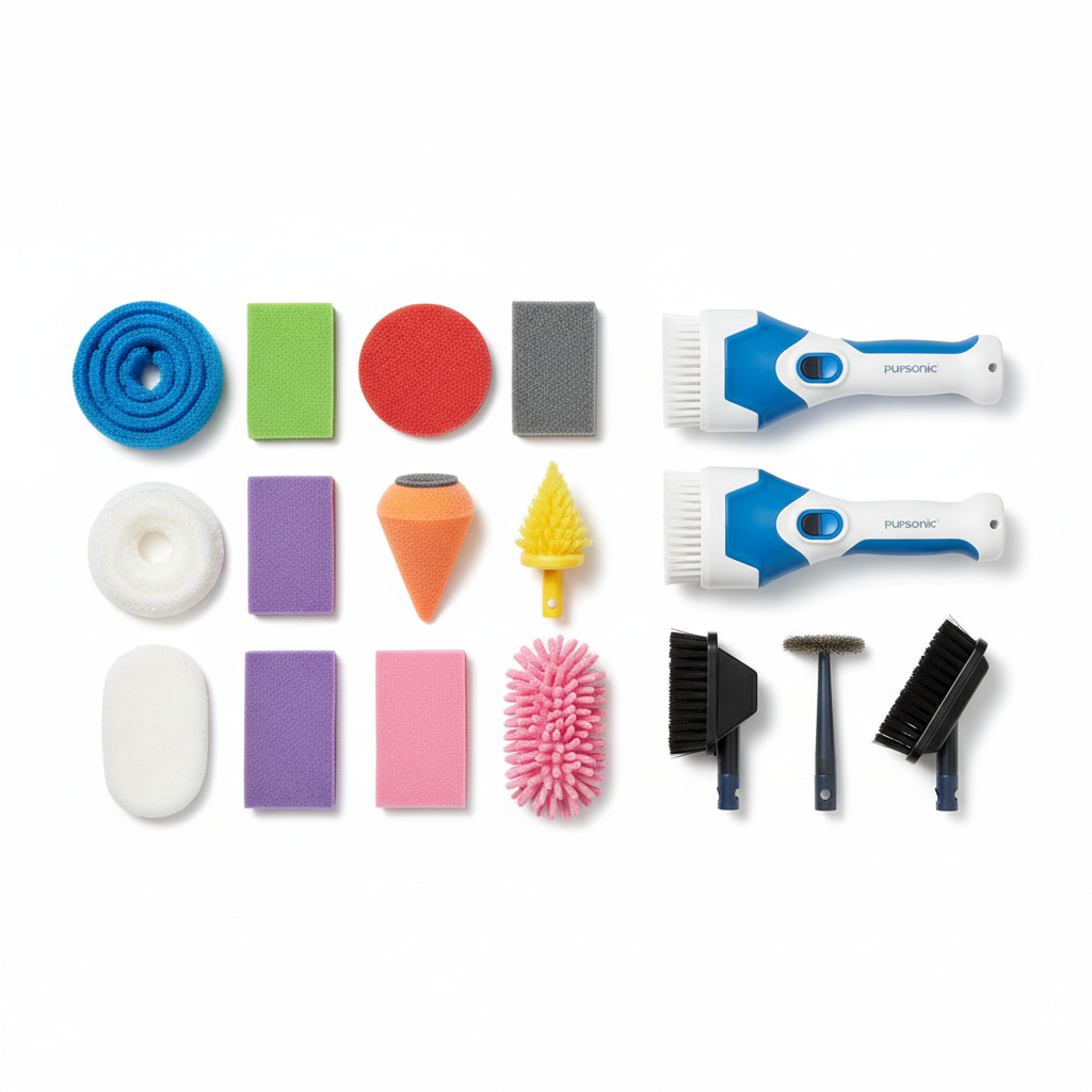 All 12 brush heads and scrubbers